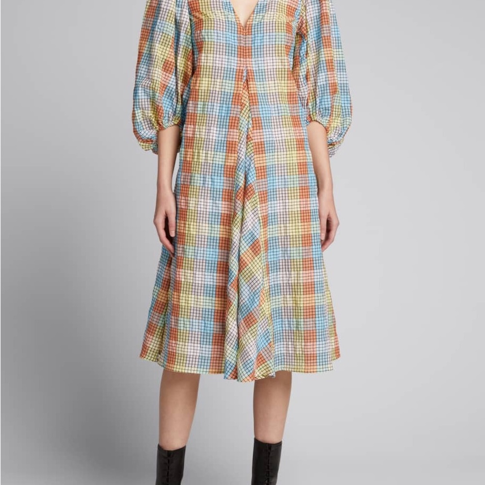 Ganni Rainbow Plaid Women's Dress